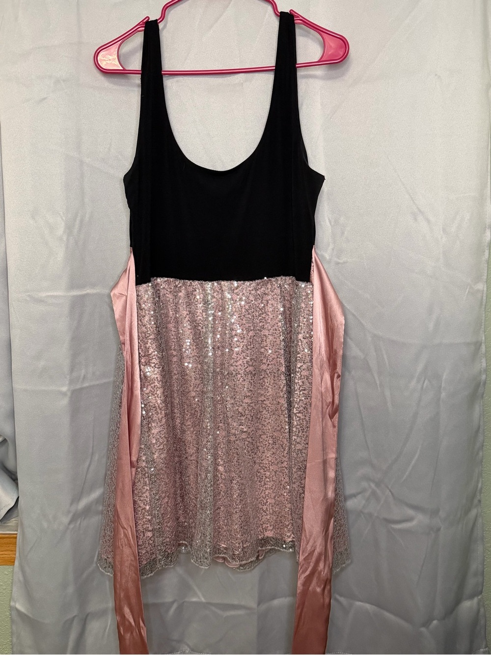 City Triangles Sequin Dress w/ satin sash - Picture 3 of 10